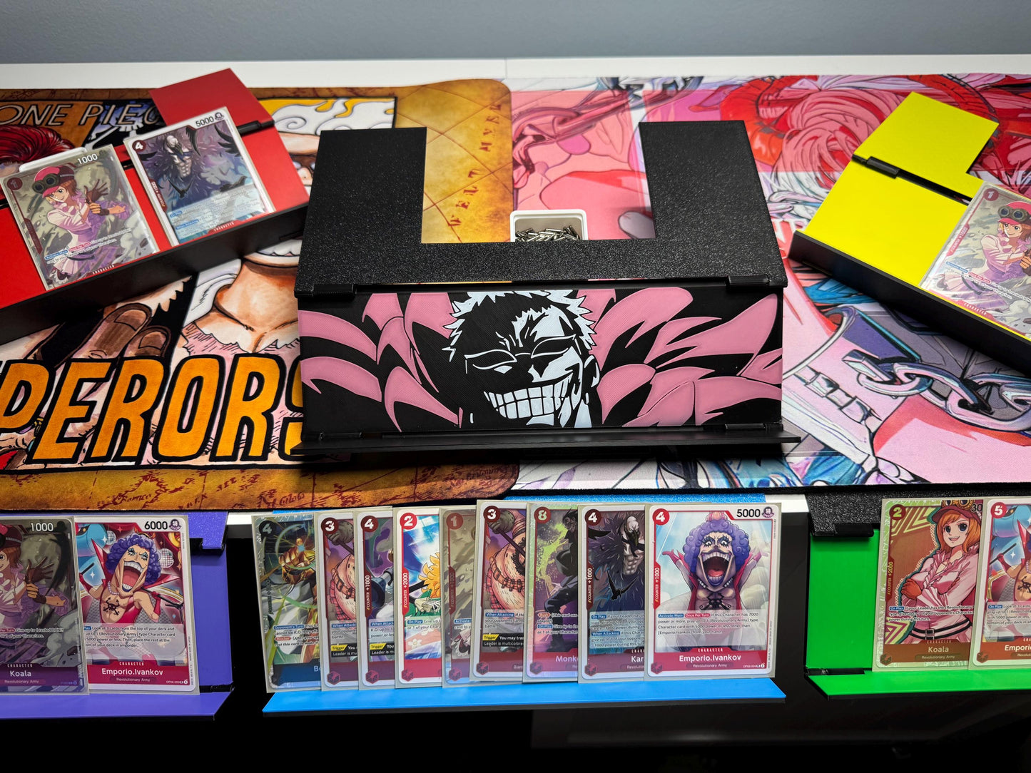 Hanging Card Holder & Stand, Doflamingo, Foldable and Portable, V2 w/colors for any TCG!