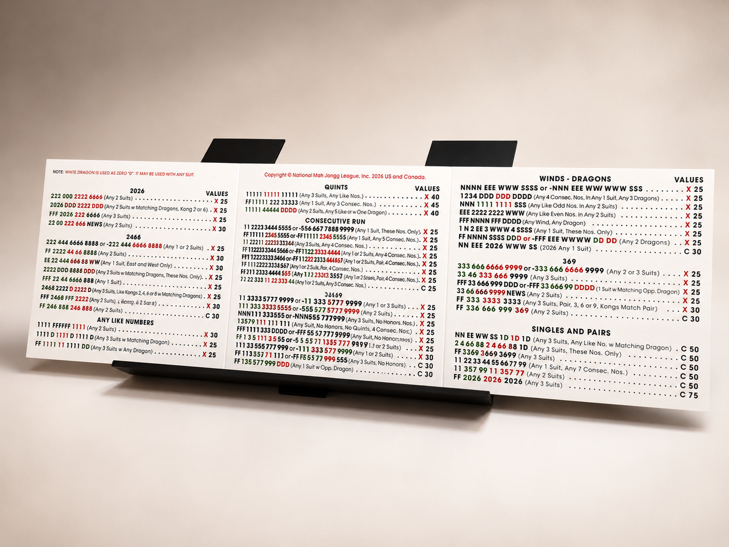 Foldable Mahjong Card Holder – Hands-Free NMJL Card Display