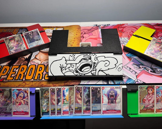 Hanging Card Holder & Stand, Gear 5 Luffy, Foldable and Portable, V2 w/colors for any TCG!